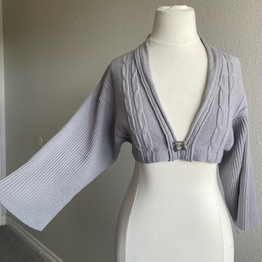 Y2K Wool Cropped Cable Knit Bolero Sweater Shrug